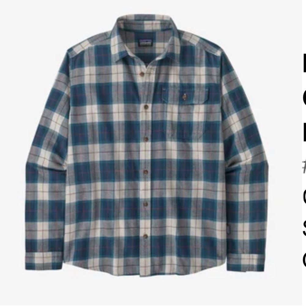 Patagonia Blue and White Plaid Casual Button Down Shirt
